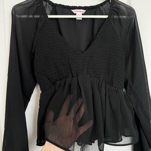 Joe Fresh Elegant Black Sheer Blouse